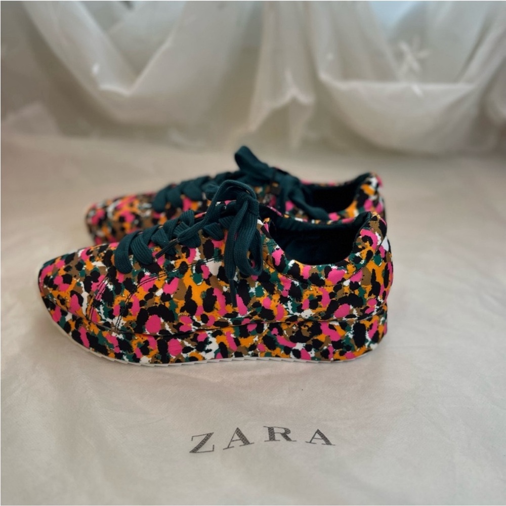 Zara Multicolor Satin Print Sneakers *Size 9*
